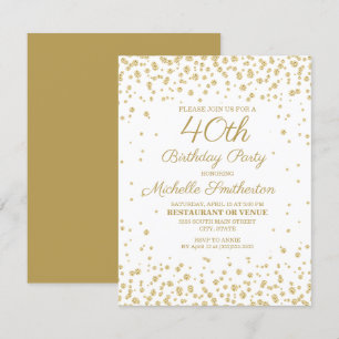 Witte Gouden Diamant Glitter Vrouwen 40e Verjaarda Kaart
