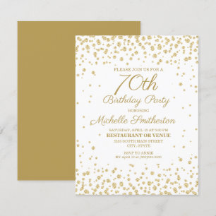 Witte Gouden Diamanten Glitter Vrouwen 70e Verjaar Kaart