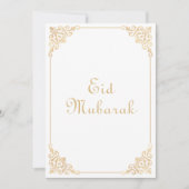 Witte Gouden Eid Mubarak Platte Vakantiekaart Feestdagenkaart (Voorkant)