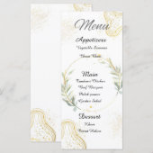 Witte, gouden en groene bloemen abstract menu (Voorkant / Achterkant)