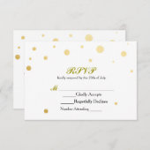 Witte & Gouden Folie Stippen RSVP Bruiloft Kaart (Voorkant / Achterkant)