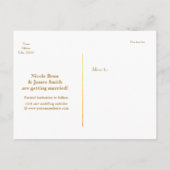 Witte & gouden foliestrepen sparen het datum Brief Aankondigingskaart (Achterkant)