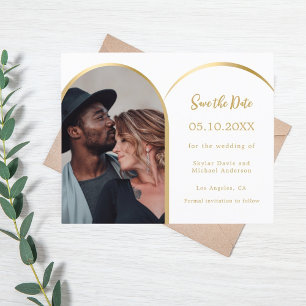 Witte gouden foto boog bruiloft budget Save the Da Flyer
