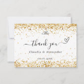 Witte gouden fotoelegante bruiloft bedankkaart (Voorkant)