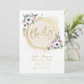 Witte Gouden Geometrische Anemone Rozen 30e Verjaa Kaart (Staand voorkant)