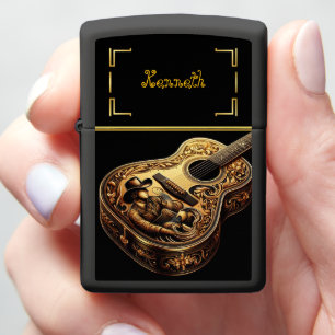 Witte & Gouden Gitaar met Cowboy Kunst