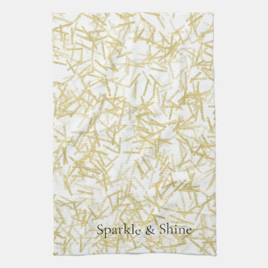 Witte Gouden Glam Glitzy Schittering Theedoek (Verticaal)