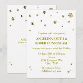 Witte & Gouden Glitter Moderne Dot Huwelijksuitnod Kaart (Voorkant / Achterkant)