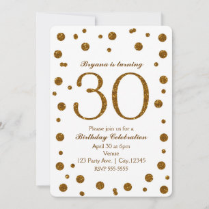 Witte & Gouden Glitter Stippen 30e 30 Verjaardagsf Kaart