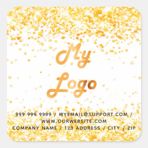 Witte gouden glitters zakelijk logo vierkante sticker