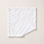 Witte & Gouden Golvende Lijnen Moderne Glam Bad Handdoek (Wasdoekje)