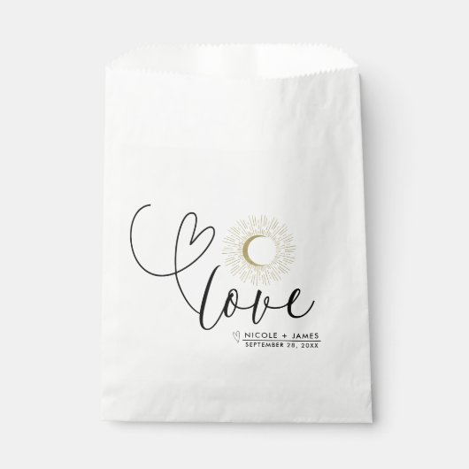 Witte & Gouden Hemelse Zonnebrand Maan Huwelijk Bedankzakje (Voorkant)