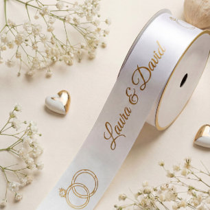 Witte Gouden Huwelijkslint met Naam Lint