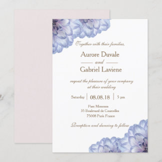 Witte gouden lila bloemen bruiloft kaart