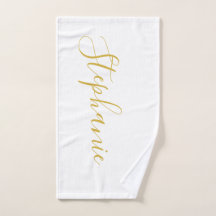 Witte gouden monogram yoghanddoek