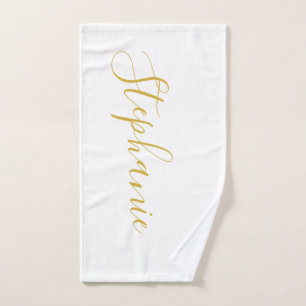 Witte gouden monogram yoghanddoek handdoek