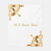 Witte gouden motorboot, stuurwiel fleece deken (Voorkant)