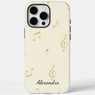 Witte Gouden Muzieknoten   iPhone 16 Pro Max Hoesje