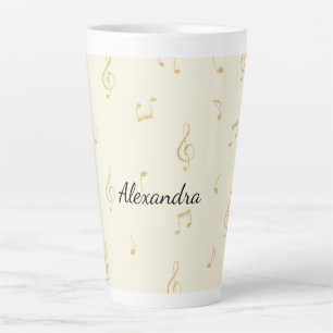 Witte Gouden Muzieknoten   Latte Mok
