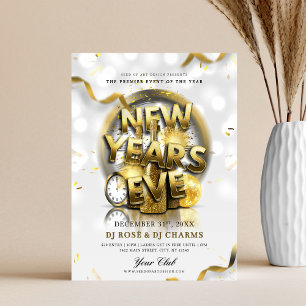 Witte & Gouden Oud en Nieuw Clubfeest Flyer