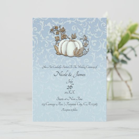 Witte & Gouden Pompoen Blauw Grijs Asherahuwelijk Kaart (Staand voorkant)
