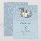 Witte & Gouden Pompoen Blauw Grijs Asherhuwelijk Kaart (Voorkant / Achterkant)