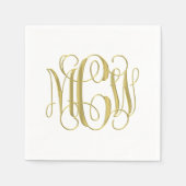Witte Gouden Preppy Winged Letter Monogram DIY BG Servet (Voorkant)