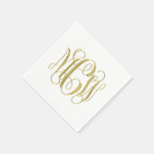 Witte Gouden Preppy Winged Letter Monogram DIY BG Servet (Hoek)