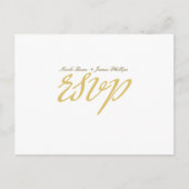 Witte & Gouden Script Huwelijk RSVP Postkaart Uitnodiging Briefkaart (Voorkant)