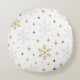 Witte & Gouden Sneeuwvlok Glitter Worp Kussen