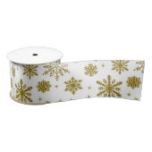 Witte Gouden Sneeuwvlok Winter Sparkle Patroon Lint (Spoel)