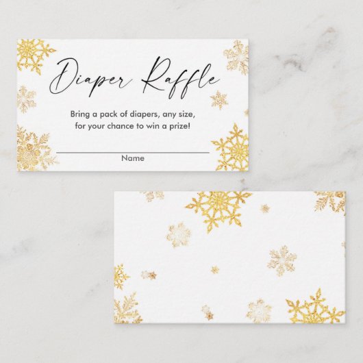 Witte gouden snowschilfers met kerstkleerkaarten informatiekaartje (Voorkant / Achterkant)