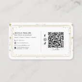Witte & Gouden Sterren Celestial Sunburst Moon QR Visitekaartje (Achterkant)