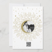 Witte Gouden Sterren Hemelse Sunburst Foto Huwelij Kaart (Achterkant)