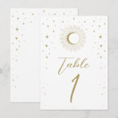 Witte Gouden Sterren Hemelse Zonneschijn Tafelnumm Kaart (Voorkant / Achterkant)