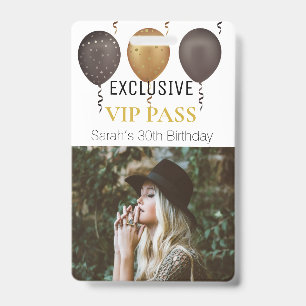 Witte Gouden Verjaardagsfeest Foto Aangepaste Pas Badge
