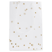 Witte goudglitter confetti spargel        medium cadeauzakje (Voorkant)