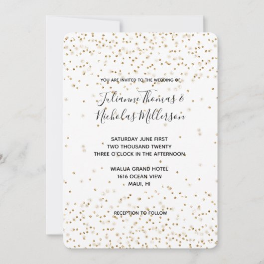 Witte goudglitter confetti sparkle Weddenschap Kaart (Voorkant)
