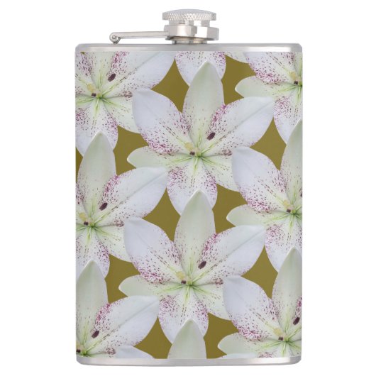 Witte goudkorenbloem, persoonlijke naam heupfles (Voorkant)