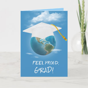 Witte Graduation Cap op Planet Earth Kaart