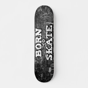 Witte graffiti op zwarte plaat van schaats skateboard