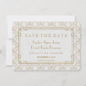 Witte Great Gatsby Art Deco Gouden Save The Date (Voorkant)