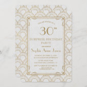 Witte Great Gatsby Art Deco Gouden Verjaardagsfees Kaart (Voorkant / Achterkant)