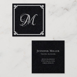 Witte Griekse Sleutel Calligrafie Monogram Vierkante Visitekaartje