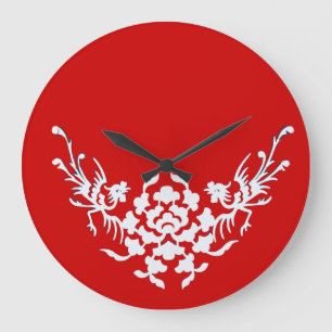 WITTE GRIFFINS EN RODE STROMEN GROTE KLOK