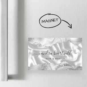 Witte Grijs Agate Zilver Glitter Luxe Magnetisch Visitekaartje