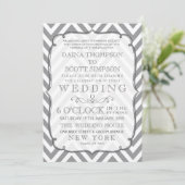 Witte Grijs Moderne Typografie Chevron Wedding Kaart (Staand voorkant)