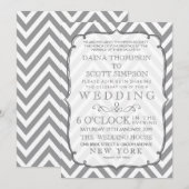 Witte Grijs Moderne Typografie Chevron Wedding Kaart (Voorkant / Achterkant)