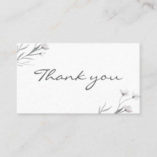 Witte Grijze Bloemen dank u Stijlvolle eenvoudige Informatiekaartje (Voorkant)