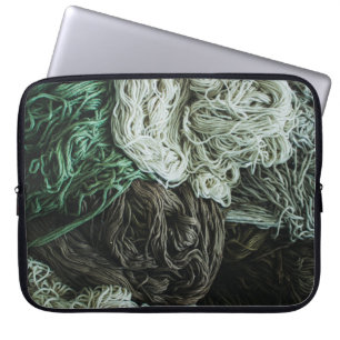 Witte, grijze en groene touwen laptop sleeve